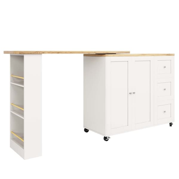 Sideboard, svängbart barskåp - MDF - 3 lådor och 2 dörrar - Vit