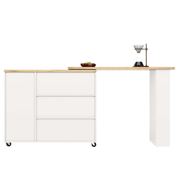Sideboard, svängbart barskåp - MDF - 3 lådor och 2 dörrar - Vit