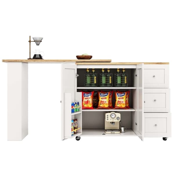Sideboard, svängbart barskåp - MDF - 3 lådor och 2 dörrar - Vit