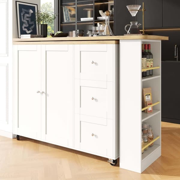 Sideboard, svängbart barskåp - MDF - 3 lådor och 2 dörrar - Vit