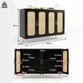 Miniatyrbillede 3 af 6: Sort rattan buffet skænk, 4 låger, håndlavede opbevaringsskabe i træ, separate skabe, trækøkken, til spisestue, stue
