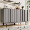 Miniatyrbillede 3 af 8: Esszimmerschrank 140x38,5x82,5cm, minimalistisk gråt opbevaringsskab til stue og spisestue med unikt dørdesign