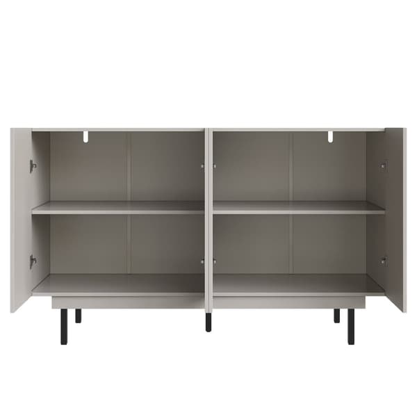 Esszimmerschrank 140x38,5x82,5cm, minimalistisk gråt opbevaringsskab til stue og spisestue med unikt dørdesign