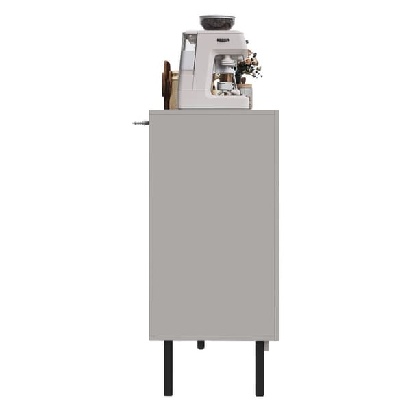 Esszimmerschrank 140x38,5x82,5cm, minimalistisk gråt opbevaringsskab til stue og spisestue med unikt dørdesign