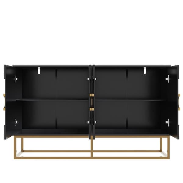 Esszimmerschrank 140x40x83cm, minimalistisk sort opbevaringsskab til stue og spisestue med rund dør design