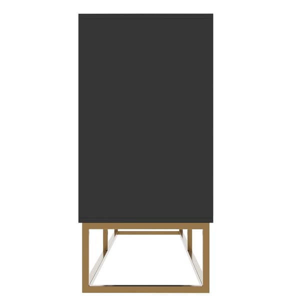 Esszimmerschrank 140x40x83cm, minimalistisk sort opbevaringsskab til stue og spisestue med rund dør design