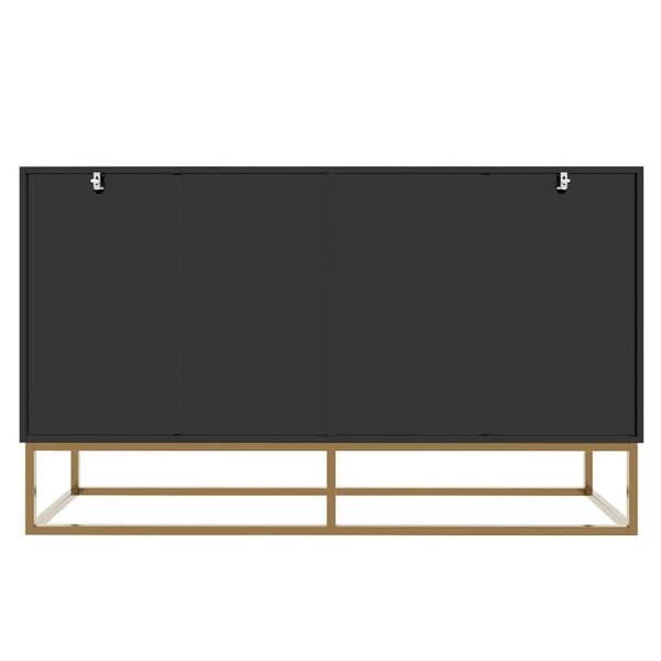 Esszimmerschrank 140x40x83cm, minimalistisk sort opbevaringsskab til stue og spisestue med rund dør design