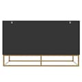 Miniatyrbillede 8 af 9: Esszimmerschrank 140x40x83cm, minimalistisk sort opbevaringsskab til stue og spisestue med rund dør design