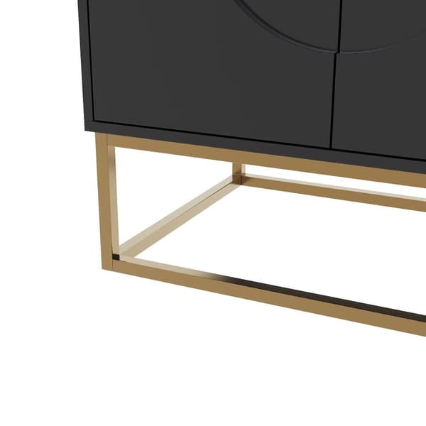 Esszimmerschrank 140x40x83cm, minimalistisk sort opbevaringsskab til stue og spisestue med rund dør design
