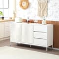 Miniatyrbillede 1 af 6: Hvid moderne minimalistisk buffet skænk, opbevaringsskab, bølget design, justerbar hylde, 3 skuffer, velegnet til stue