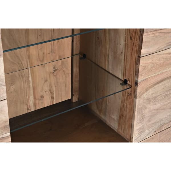 Skåp DKD Home Decor 145 x 40 x 153 cm Glas Brun Akaciaträ