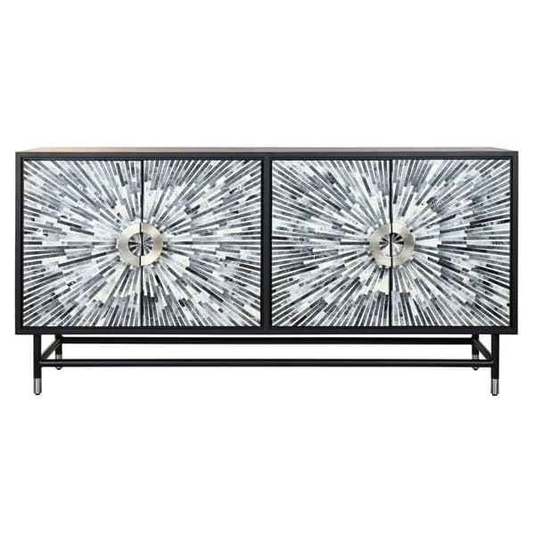Skænk DKD Home Decor 160 x 40 x 80 cm Sort Grå Hvid Ben Harpiks Træ MDF