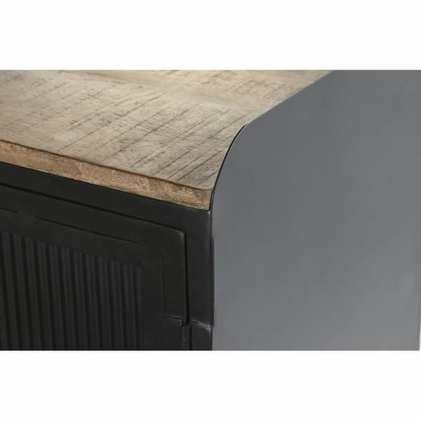 Sivupöytä DKD Home Decor Luonnollinen Musta Kullattu Metalli Mangopuu (145 x 40 x 85 cm)