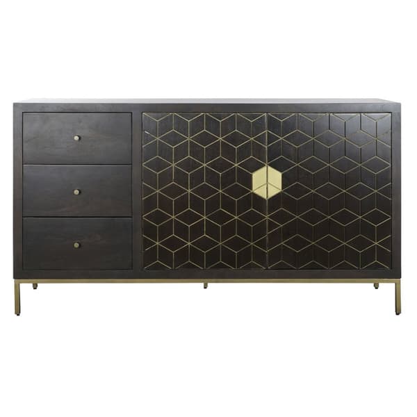 Skänk DKD Home Decor Svart Gyllene Mörkbrun 160 x 40 x 90 cm