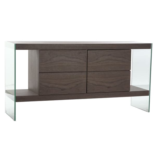 Skænk DKD Home Decor Krystal Brun Gennemsigtig Valnød 160 x 45 x 80 cm Træ MDF