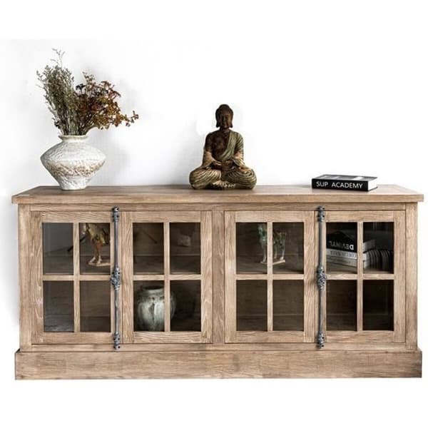 Skænk Home ESPRIT Natur Træ Krystal 180 x 40 x 82 cm
