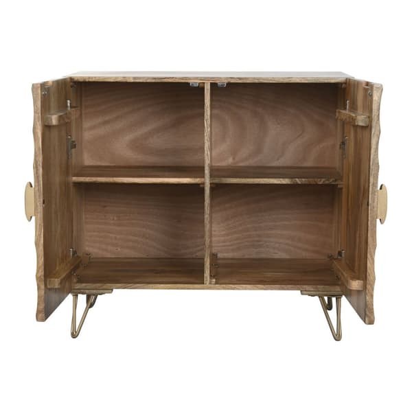 Skænk Home ESPRIT Gylden Natur Metal Mangotræ 81 x 45 x 75 cm