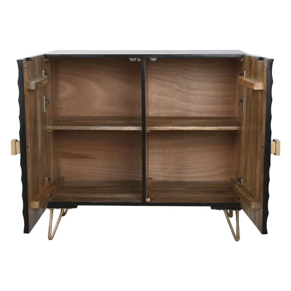 Skænk Home ESPRIT Sort Gylden Metal Mangotræ 81 x 45 x 75 cm
