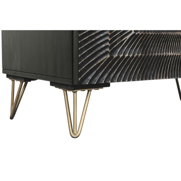 Skænk Home ESPRIT Sort Gylden Metal Mangotræ 81 x 45 x 75 cm