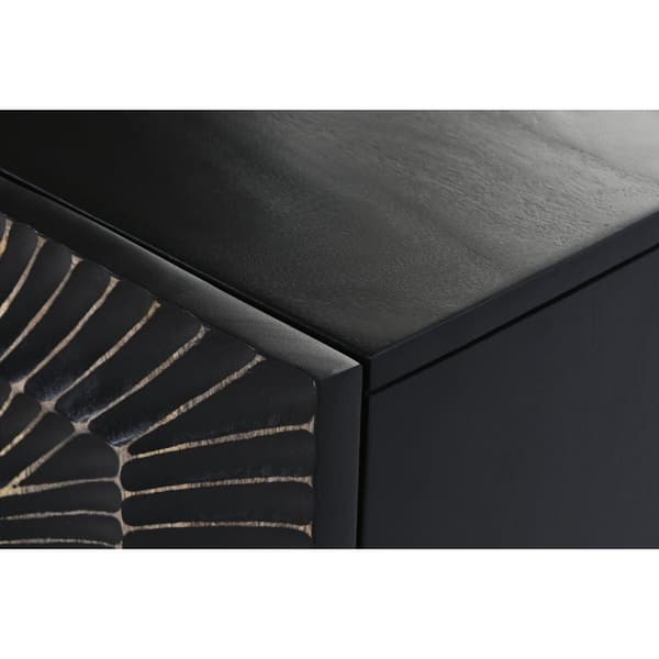Skænk Home ESPRIT Sort Gylden Metal Mangotræ 81 x 45 x 75 cm