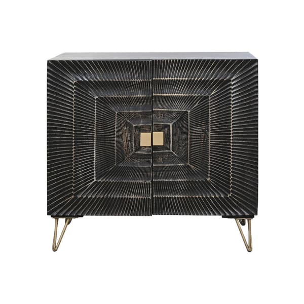 Skænk Home ESPRIT Sort Gylden Metal Mangotræ 81 x 45 x 75 cm