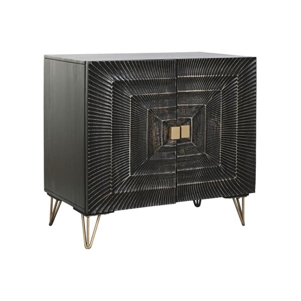 Skænk Home ESPRIT Sort Gylden Metal Mangotræ 81 x 45 x 75 cm