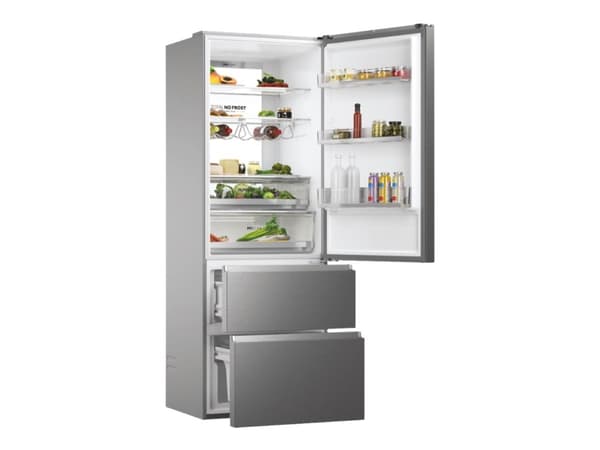 Haier 3D 70 Series 7 HTW7720ENMP - Kylskåp/frys - bottenfrysskåp - Wi-Fi - bredd: 70 cm - djup: 67.5 cm - höjd: 200.6 cm - 483 liter - Klass E - grå Grå