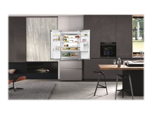 Haier FD 83 Series 7 HFW7819EWMP - Kylskåp/frys - nedre frys med fransk dörr med vattenbehållare - Wi-Fi - bredd: 83 cm - djup: 66.9 cm - höjd: 192.5