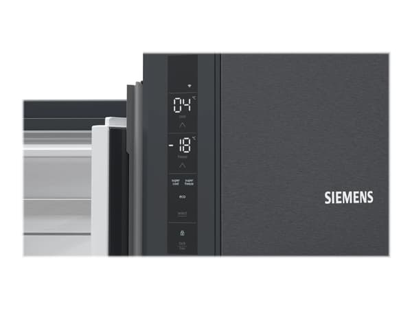 Siemens KF96NAXEA - Kjøleskap/fryser - bunnfryser - bredde: 91 cm - dybde: 73.1 cm - høyde: 183 cm - 605 liter - Klasse E - BlackSteel