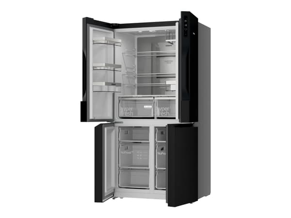 Siemens KF96NAXEA - Kjøleskap/fryser - bunnfryser - bredde: 91 cm - dybde: 73.1 cm - høyde: 183 cm - 605 liter - Klasse E - BlackSteel