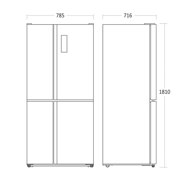 Scandomestic SKF 481 X - Amerikanskylskåp - bredd: 78,5 cm - djup: 71,6 cm - höjd: 181 cm - 492 liter - Rostfritt stål