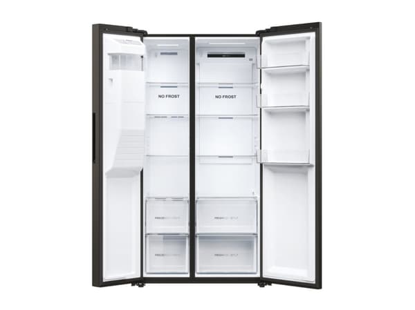 Haier SBS 90 Serie 5 HSR5918DIPB, Vapaasti seisova, Amerikkalainen ovi, Musta, LED, Kosketus, Sisäpuoli