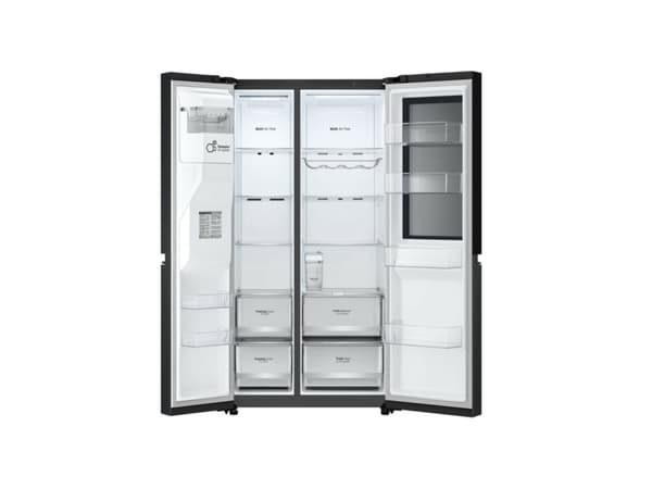 LG InstaView GSGV80EPLL, vapaasti seisova, amerikkalainen ovi, musta, kosketusnäyttö, LED, sisällä