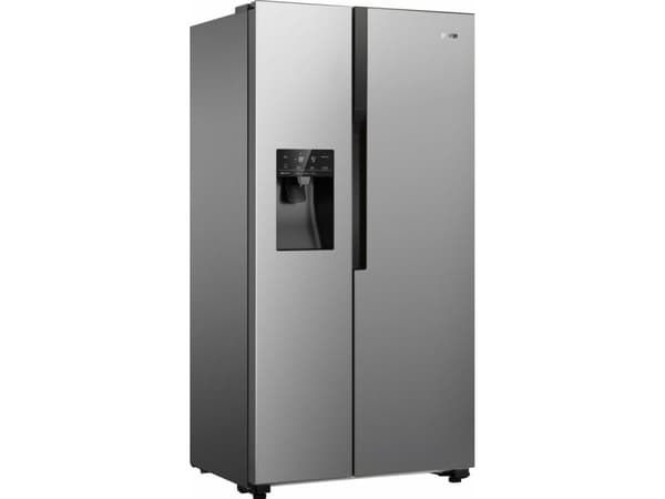 Gorenje NRS9182VX1 - Kjøleskap/fryser - side-ved-side med vannautomat, isdispenser - bredde: 90.8 cm - dybde: 67.9 cm - høyde: 179.3 cm - 562 liter - Grå