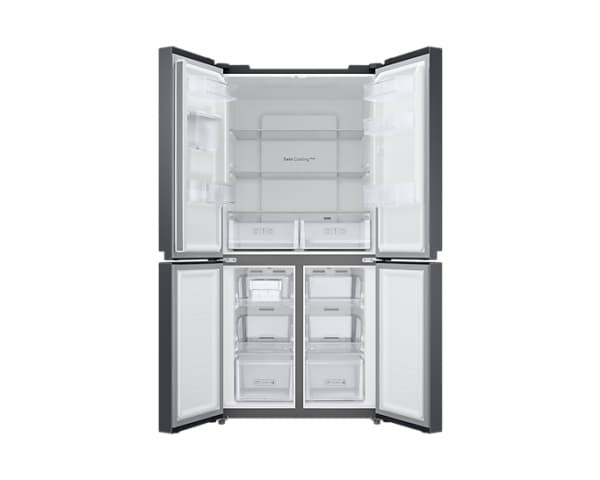 Samsung RF48A401EB4/EO, Frittstående, Fransk Dør, Sort, LED, På dør, Herdet glass