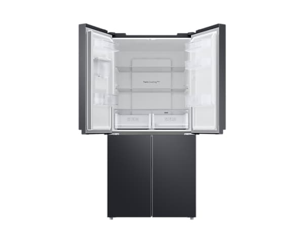 Samsung RF48A401EB4/EO, Frittstående, Fransk Dør, Sort, LED, På dør, Herdet glass