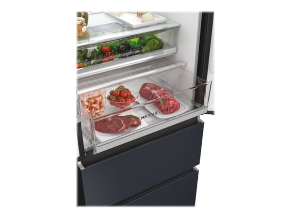 Haier FD 70 Series 7 HFW7720ENMB - Kylskåp/frys - nedre frys med fransk dörr - Wi-Fi - bredd: 70 cm - djup: 67.5 cm - höjd: 200.6 cm - 477 liter - Kl