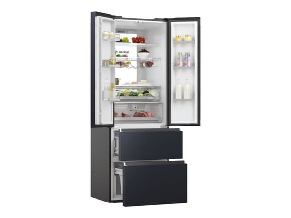 Haier FD 70 Series 7 HFW7720ENMB - Kylskåp/frys - nedre frys med fransk dörr - Wi-Fi - bredd: 70 cm - djup: 67.5 cm - höjd: 200.6 cm - 477 liter - Kl