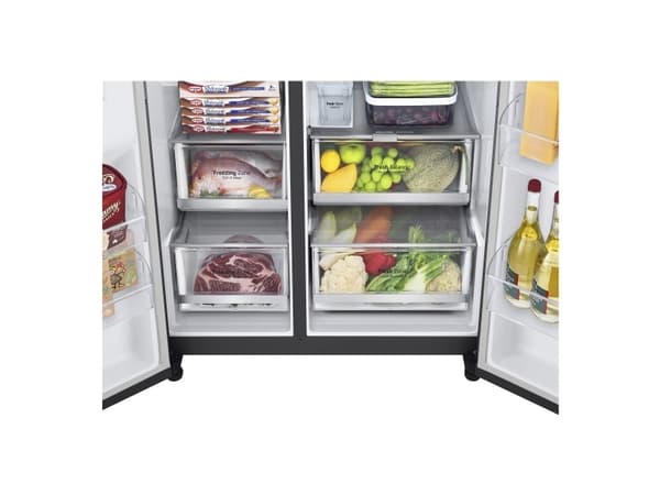 LG InstaView GSGV81EPLL, Fristående, Amerikansk dörr, Svart, Insida, R600a, Glas