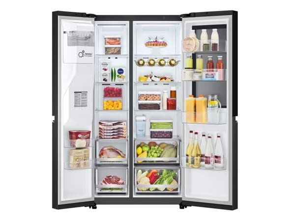 LG InstaView GSGV81EPLL, Fristående, Amerikansk dörr, Svart, Insida, R600a, Glas