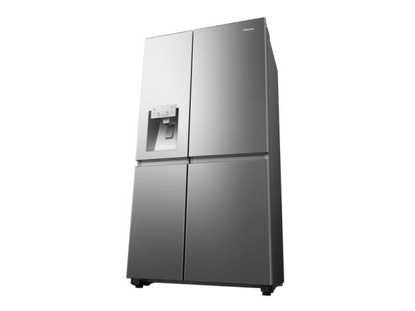 Hisense RS818N4TIC, Frittstående, Amerikansk dør, Rustfritt stål, Berøringskontroll, LED, På dør