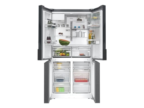 Siemens iQ700 KF96DPXEA - Kjøleskap/fryser - fransk dør underfryser med isdispenser, vannautomat - Wi-Fi - bredde: 90.5 cm - dybde: 73.1 cm - høyde: