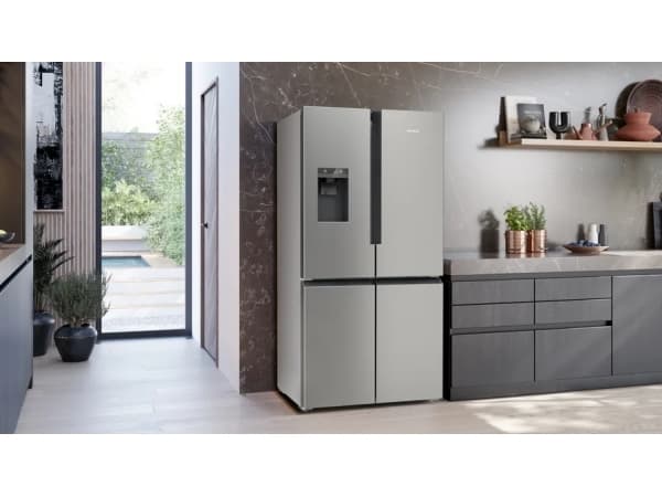 Siemens KF96DPPEA, Freestanding, French door, Stainless steel, Glass, 574 L, SN-T