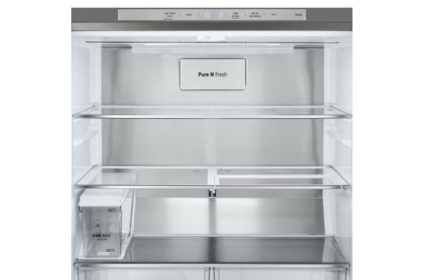 LG InstaView GMG861MBAE, Frittstående, Amerikansk dør, Sort, Rustfritt stål, Berøringskontroll, LED, På innsiden