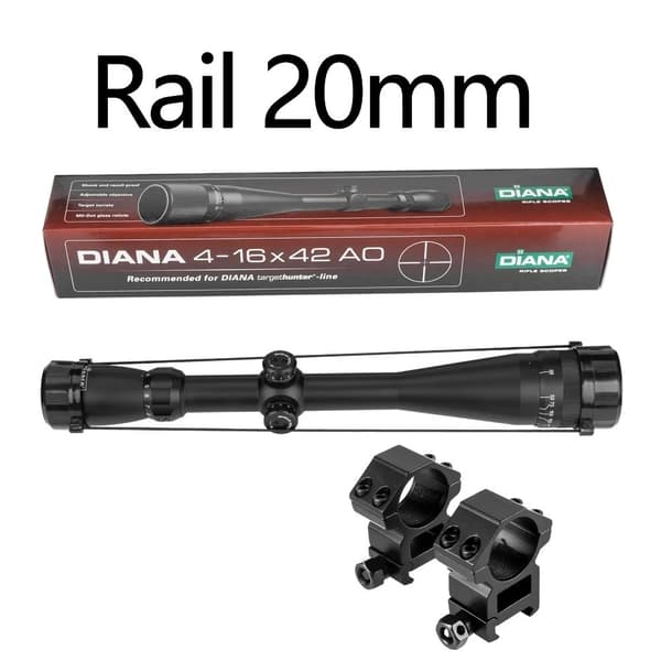 Riflescope, 4-16x forstørrelse, fuldt multi-belagt optik,20 mm