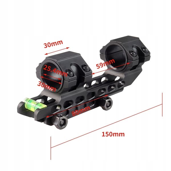 Kikarsiktesfäste 25,4 mm/30 mm ett stycke Picatinny 20 mm LEVEL brunt