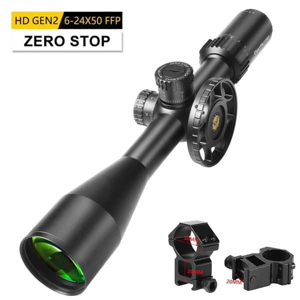 Hunting Scope, 6-24x Suurennos, Ensimmäinen Fokaalitaso,Korkeat 20 mm kiinnikkeet