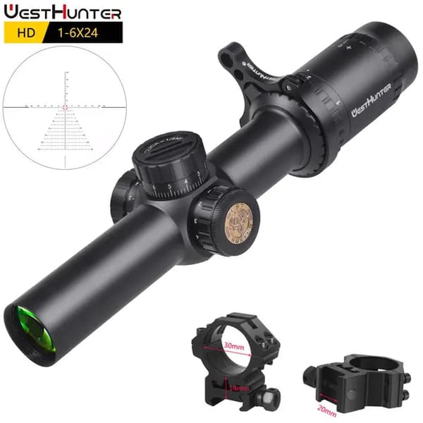 Metsästyskaukoputki, HD-lasilla kaiverrettu tähtäin, laaja näkökenttä, Low 20MM ThrowLever