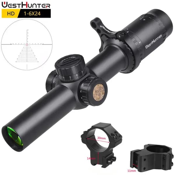 Metsästyskaukoputki, HD-lasilla kaiverrettu tähtäin, laaja näkökenttä, Matala 11MM ThrowLever
