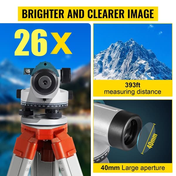 26X 40mm bländare automatisk optisk nivåsats med magnetisk dämpningskompensator, utmärkt noggrannhet, ljusare/klarare bild